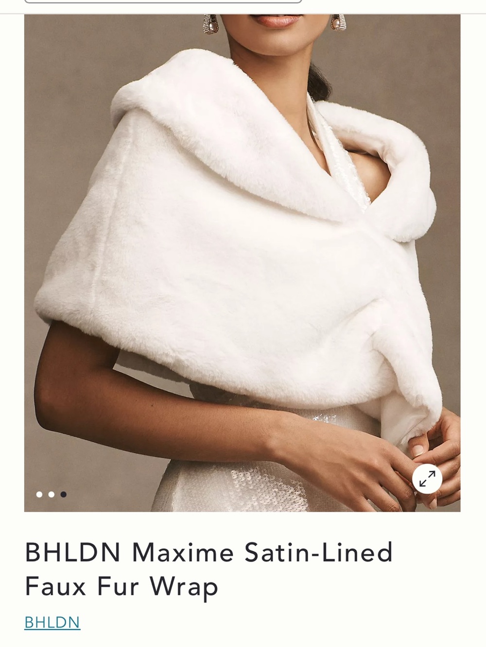 BHLDN White Satin-Lined Faux Fur Wrap